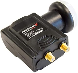 PremiumX Deluxe Twin LNB - Konwerter dla 2 użytkowników z cyfrowym odbiorem satelitarnym w jakości HD, UHD i 4K - Wspiera DVB-S2 i PLL-referencyjny oscylator dla najlepszej wydajności