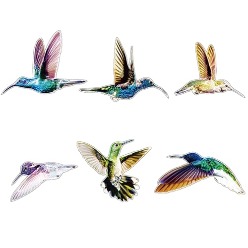 6 pegatinas estáticas para ventana, diseño de colibrí, decoración autoadhesiva para puertas de patio, paneles de vidrio, puertas, balcones, puertas de ducha y tabiques de cristal