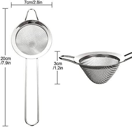 SENENQU 4pcs Tea Strainers for Loose Tea, Stainless Steel Fine Mesh Strainers, Conical Fine Strainers Cocktail Sieve for Tea Bar Juice Food Flour Sugar Spices - Silver