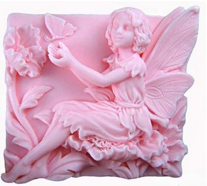 Allforhome 2.7" Fairy Flowers Play with Butterfly Craft Art Silicone Soap mould Craft Molds DIY