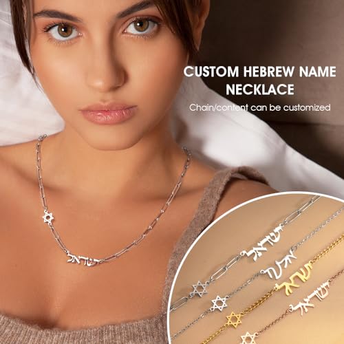 callie Personalized Hebrew Name Necklace with Star of David, Israel Jewish Jewelry Gift for Women - Bat Mitzvah Hanukkah Gifts4