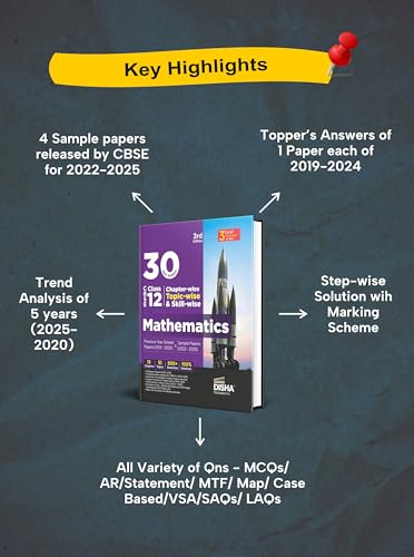 Image of 30 New Syllabus Chapter-wise, Topic-wise & Skill-wise CBSE Class 12 Mathematics Previous Year Solved Papers (2013 - 2025) & Sample Papers (2022 - 2025) 3rd Edition | PYQs for 2026 Exam