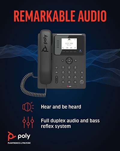 Poly CCX 350 Microsoft Teams integriertes IP-Telefon (Plantronics + Polycom) – blockiert Hintergrundgeräusche – traditionelles Zifferblatt-Erlebnis – Freisprechfunktion – Microsoft Teams Zertifiziert