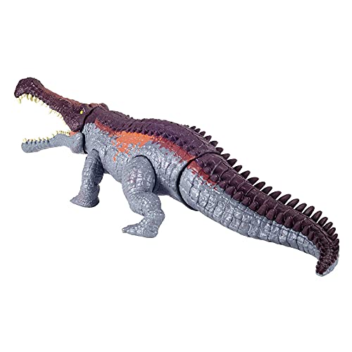 Jurassic World Massive Biters Larger-Sized Sarcosuchus Dinosaur Action Figure With Tail-Activated Strike And Chomping Action, , Movable Joints, Movie-Authentic Detail; Ages 4 And Up #TOP6