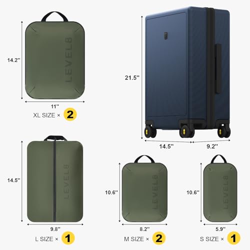 Image of LEVEL8 Carry on Luggage 20 Inch with 6-piece Packing Cube, Navy