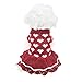 MUYAOPET Small Dog Sweaters Female Girl Red Winter Warm Dog Princess Dress Clothes Dachshund Chihuahua Corgi (M(Bust 15.7inch), Red Heart)