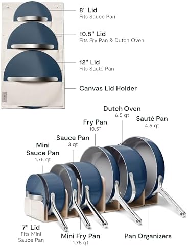 Caraway 24-Piece Nonstick Ceramic Cookware Set - Includes Fry Pans, Sauce, Sauté Pan, Dutch Oven, Petite Cooker, Stir Fry, Rondeau, Stock Pot, Lids & Storage Organizers - Navy - Thumbnail 2