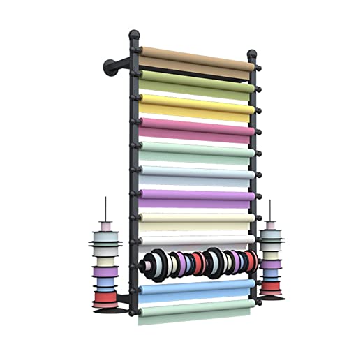 UWYTGF Wall Mounted Storage Display Rack for Ribbon/Scarf/Gift Wrapping Paper,Flower Shop/Studio/Home Organizer Holder,120Cm Tall,Black,100X20X120Cm