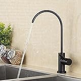LFERRTYZ Grifo de Acero Inoxidable Negro Mate sin Plomo para Bebidas, Grifo de Cocina, Sistema de filtración de Agua Potable, Tubo de 1/4 Pulgadas