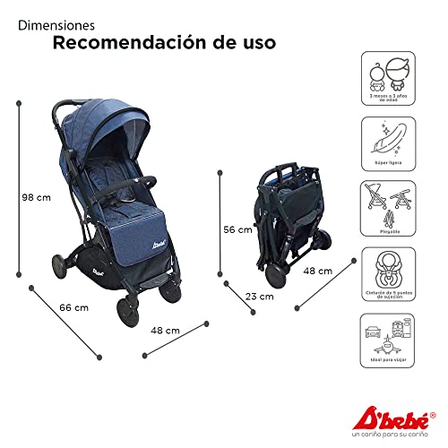 D´BEBÉ - Carriola Wing - Carriola ultra-ligera con plegado Super Compacto - Manubrio con Cierra Facil - Para Bebés de 3...