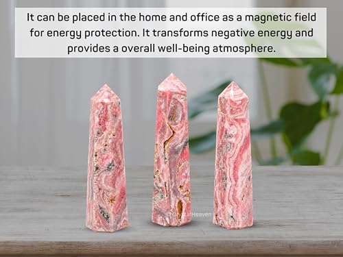 Image of Certified Rhodochrosite Crystal Tower Obelisk Point For Chakra, Healing And Balancing - Aaa Grade Original Certified Gemstone Agate For Reiki Meditation Yoga Spiritual (3-4 Inches)