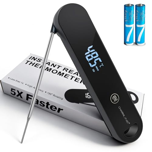 Charmline Termometro cocina de Alta Precisión, Lectura Instantánea en 0,5 s, Precisión ±0,3°C, Termómetro para Carnes, Horneado y Parrilla, Pantalla con Rotación Automática de 180°