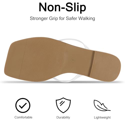 Image of Flip Flops for Women Comfortable Square Toe Casual Beach Sandals Summer Outdoor and Everyday Wear