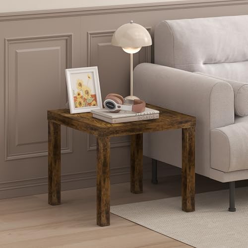 Image of Furinno Classic Side Table, Square Modern End Table with 1.8 inch Triple Thick Tabletop, Simple Night Stand, Bedside Table, Toolless Assembly, for Living Room, Bedroom, Amber Pine
