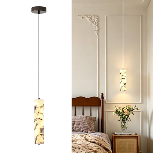 Suspension marbre blanc îlot cuisine lustre linéaire