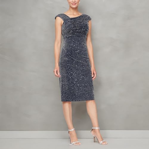 Image of Alex Evenings Women's Short Embroidered Cocktail Dress, Wedding Guest (Petite and Regular Sizes)