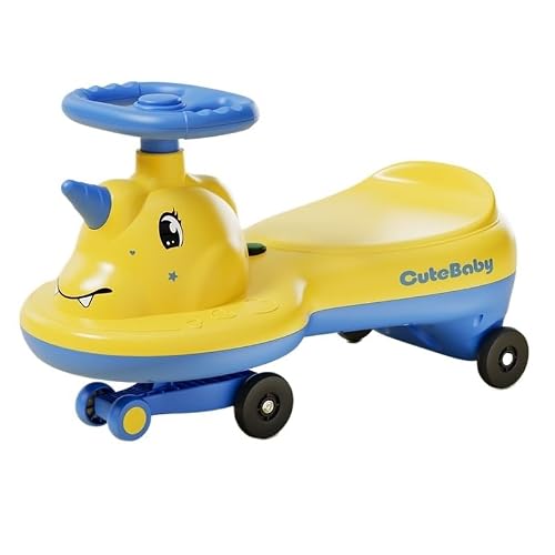 SDGBCXD Swing Car, Wiggle Car With Music Light Silent Flashing Wheels Ride-on Toy For Boys Girls 1-6 Years Old Swing Card(Gelb,Normal wheel)