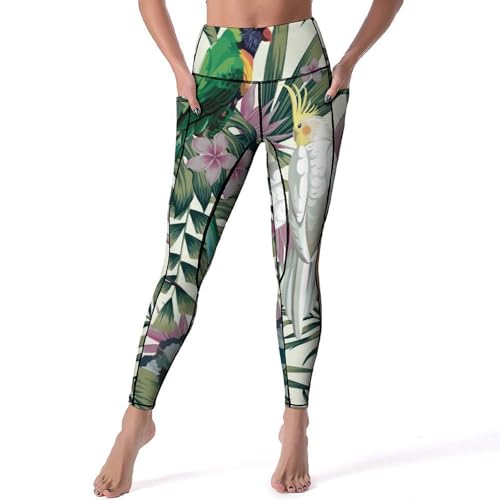 Legging femmes gainant taille haute L'oiseau des feuilles pantalon sport fitness extensible