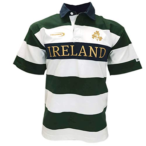 Lansdowne Camiseta de Rugby de Manga Corta Ireland en Botella/Blanco/Rayas Doradas (grande)