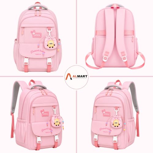 Image of Korean Style Unisex School & College Backpack Bag | 18 Inch Large Capacity Bag For Girls & Boys Age of 12-16 Years | Best For Middle & High School, College, Tution, Travel, Camping