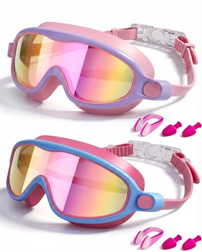 Image of Swim Goggles 2 Pack, Wide View Anti Fog&UV Swimming Goggles for Audlt, No Leak Pool Beach Essentials for Men Women