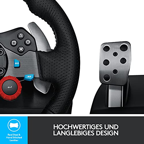 Logitech G29 Driving Force Gaming Rennlenkrad, Zweimotoriges Force Feedback, 900° Lenkbereich, Racing Leder-Lenkrad, Verstellbare Edelstahl Bodenpedale, für PS5, PS4, PC, Mac - Schwarz - Image 6