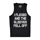 Crazy Dog T-Shirts Mens I Flexed and The Sleeves Fell Off Tank Top Funny Sleeveless Gym Workout Shirt (Black) - L