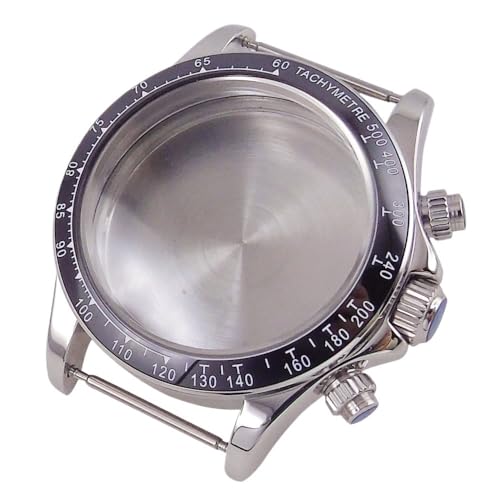 1個 ローズゴールド 38mm VK63 ケース サファイアガラス クロノグラフ クォーツ時計ケース VK63 VK64 多機能ムーブメントに適合(Silver Case)