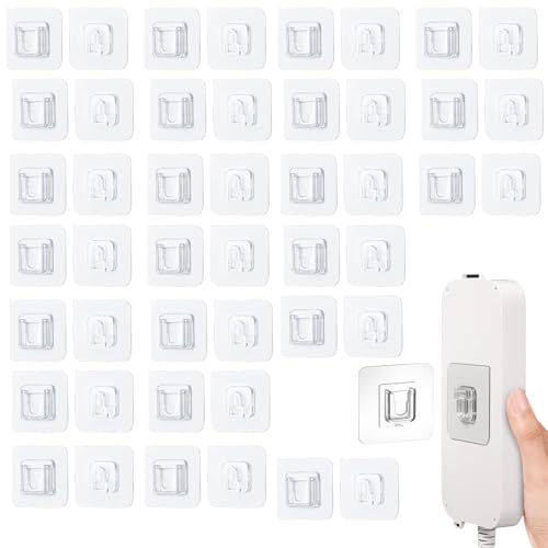 YFaith 50 Juegos Ganchos Adhesivos, Doble Cara Ganchos Pared Adhesivos, Transparente Ganchos Autoadhesivos, Carga Máxima 5 kg, Sin Necesidad de Taladrar, para Cocinas y Baños