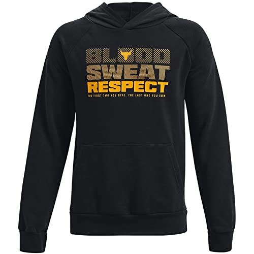 Under Armour Boys Project Rock BSR Rival Fleece Hoodie (as1, alpha, s, regular, Black - 001, Small)