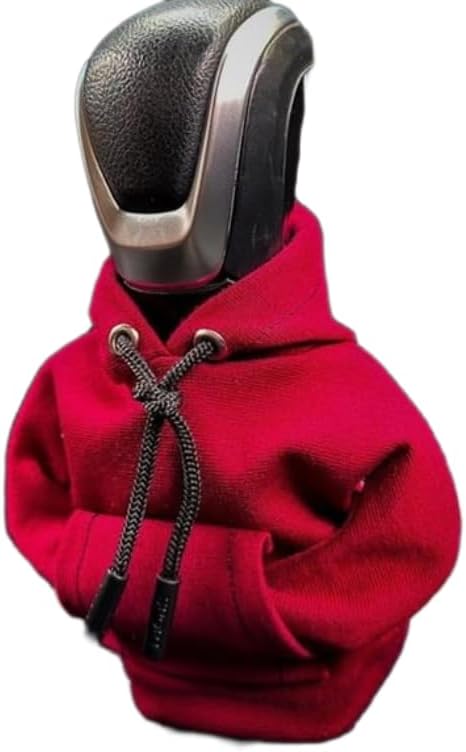 QkiomeCar Gear Shift Cover Creative Hoodie Car Gear Stick Cover Universal Car Decorations Gear Shift Knob Covers Cute Automotive Interior Accessories (Red, One Size)