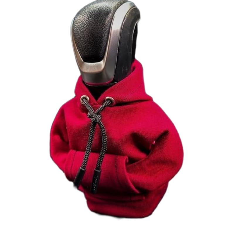 QkiomeCar Gear Shift Cover Creative Hoodie Car Gear Stick Cover Universal Car Decorations Gear Shift Knob Covers Cute Automotive Interior Accessories (Red, One Size)
