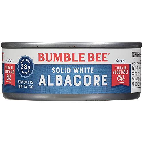 Bumble Bee Solid White Albacore Tuna In Oil, 5 Oz Can (Pack Of 24) - Wild Caught Tuna - 28G Protein Per Serving - Non-Gmo Project Verified, Gluten Free, Kosher - Great For Tuna Salad & Recipes #TOP1