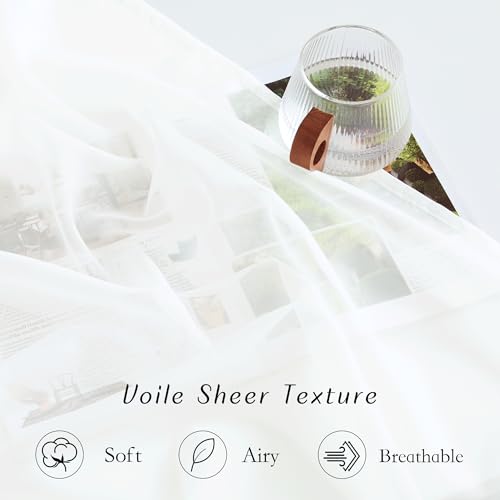 Image of NICETOWN Beige Sheer Long Curtains 102 inches, Grommet Elegant and Airy Window Treatments Translucent Lightweight Drapes for Living Room /Bedroom, 2 Panels, W54 x L102