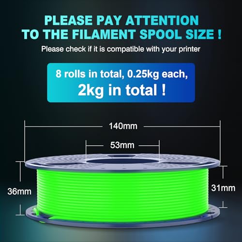Image of SUNLU Glow in the Dark PLA Bundle, Neatly Wound Luminous 3D Printer Filament 1.75mm, Dimensional Accuracy + /- 0.02mm, 250g Spool x 8 Packs (Black White Red with 5 Spools of Glowing Green /Blue /Orange)