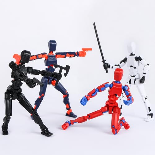 MEIEST 4 PCS T13 Action Figure,Multi-Jointed Movable Robot 3D Printed Mannequin Dummy 13,Multiple Accessories, Desk Decoration, Creative Gifts