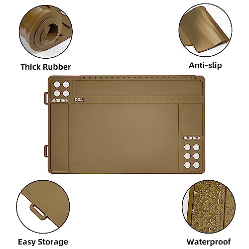 CKPART Pistol Gun Mat, Premium Gun Cleaning Pad with Organizer Parts Tray, Anti-Slip Rubberized Pistol Gun Mat, Protective Workbench Mat for Pistol Cleaning (16.5\"x 10.43\") (Brown) - Thumbnail 4