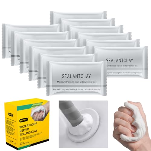 Image of 12-Pack New Type White Waterproof Sealant Mastic, Repair Sealing Clay, Quick Mending Mud for Drain Connection, Wall Hole, Air Conditioning Hole Waterproof Seal Putty