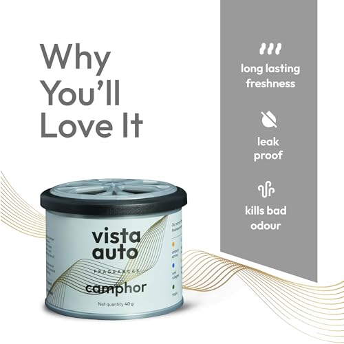 Image of Vista Auto Camphor Car Air Freshener 40g | Long Lasting Subtle Fragrance | Odor Remover & Neutralizer | Dashboard & Cup Holder Compatible
