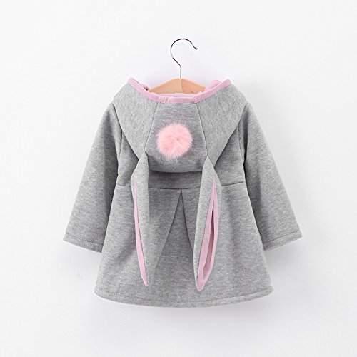 Baby Girl\'s Toddler Kids Fall Winter Coat Jacket Outwear Rabbit Ears Hoodie Sweatshirt Warm Overcoat(Gray, 3-4T) - Thumbnail 4