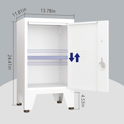 Image of PAOFIN 24.4 inch H Metal Locker Storage Cabinet with 1 Doors, Pantry with Shelves, Storage Cabinet with Adjustable Leveling Foot for Kitchen, Employees, Office, Kids Locker