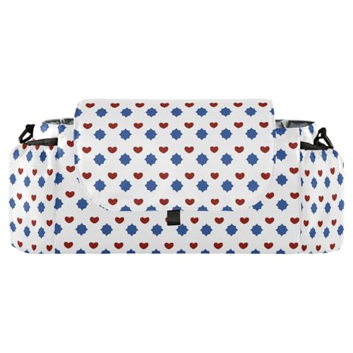 miaozhen Red and Blue Love 4th Of July Independence Day stroller organizer with cup holder baby caddy organizer large nipple gancho para carriola gancho para carriola