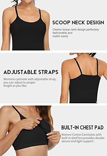 Image of Orrpally Women Cotton Camisole Shelf Bra Cami Tank Tops Adjustable Spaghetti Strap Tank Top 3-Pack