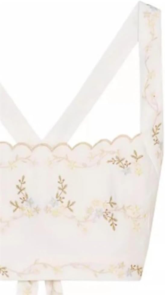 Women's Floral Embroidered Square Neck Vest