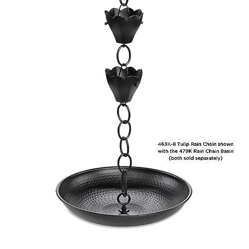 13 Cup Tulip Black Aluminum 8.5 ft. Rain Chain with Gutter Installation Clip by Good Directions by Good Directions - Image 2