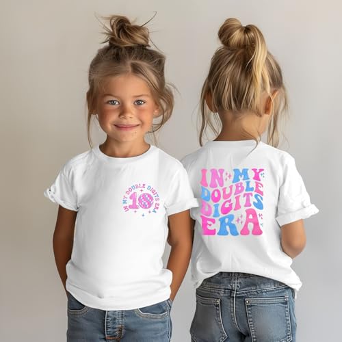 in My Double Digits Era Girl T-Shirt 10 Year Old Birthday Summer Crewneck Shirt Outfits3