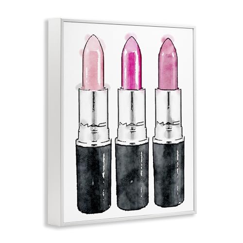 Image of Stupell Industries Three Pink Lipsticks, Design by Amanda Greenwood White Framed Wall Art, 24 x 30