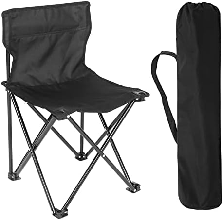 YSSOA Portable Folding Camping Chair with Carry Bag for Adults, Collapsible Anti-Slip Padded Oxford Cloth Stool for Beach, Hiking, Fishing, Gardening, Picnic Color: Black, Size: Small
