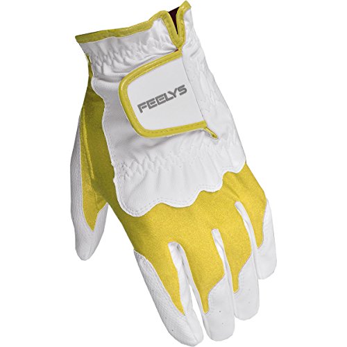Knight Feel Fit Women's Glove Left Hand S/M White/Yellow by Feelys Golf
