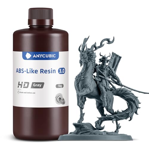 ANYCUBIC ABS-Like Resin 3.0, Upgraded 14K 3D Printer Resin with Enhanced Strength and Toughness, High Precision, Low Odor, Wide Compatibility for All LCD Resin 3D Printers (HD Grey, 1kg) HD